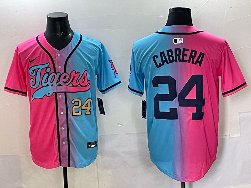 Men 2025 Detroit Tigers #24 Cabrera Blue pink Game Nike MLB Jersey style 02->detroit tigers->MLB Jersey